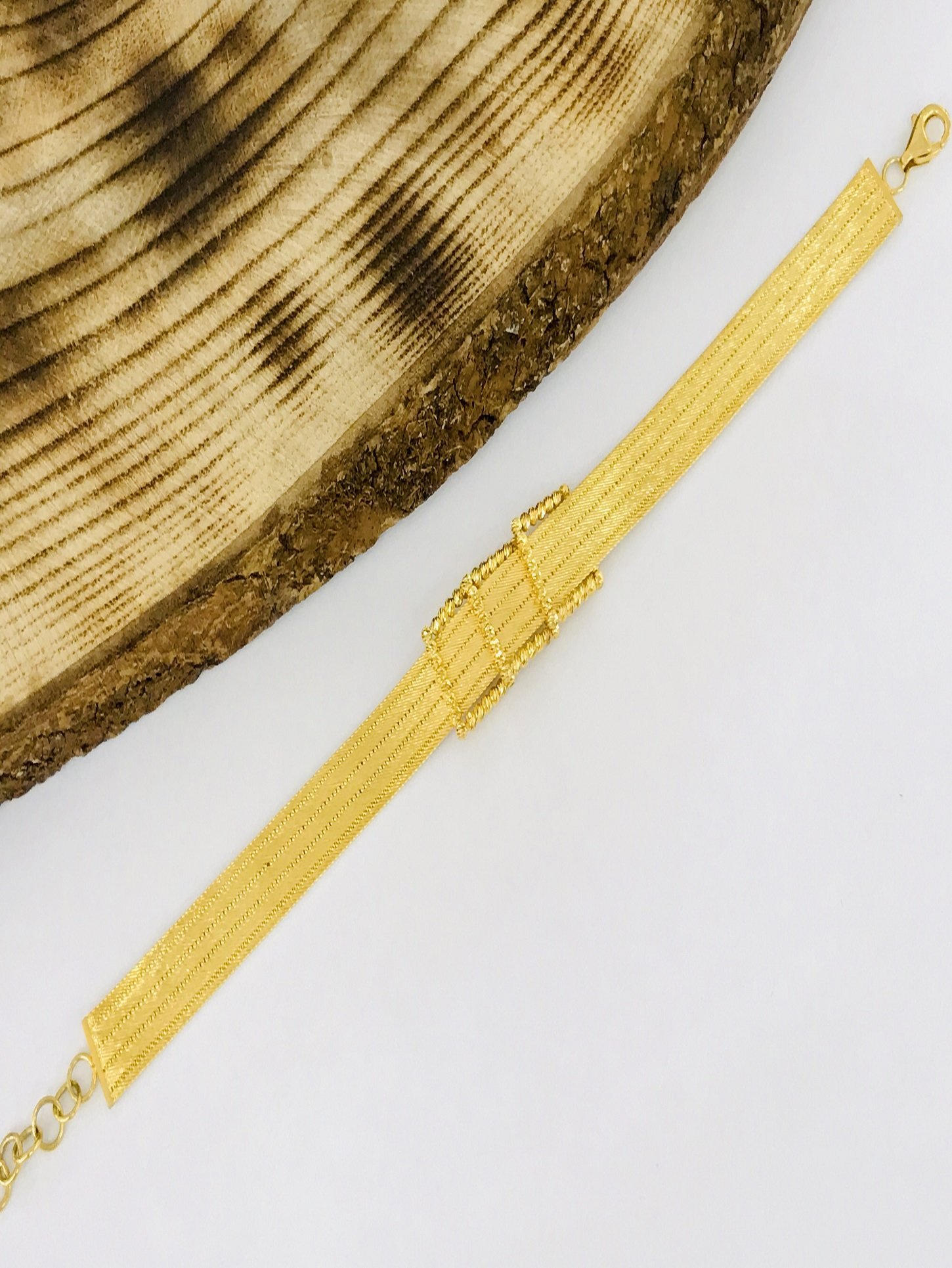 925 Ayar Gümüş Altın Yaldız Hasır Bileklik