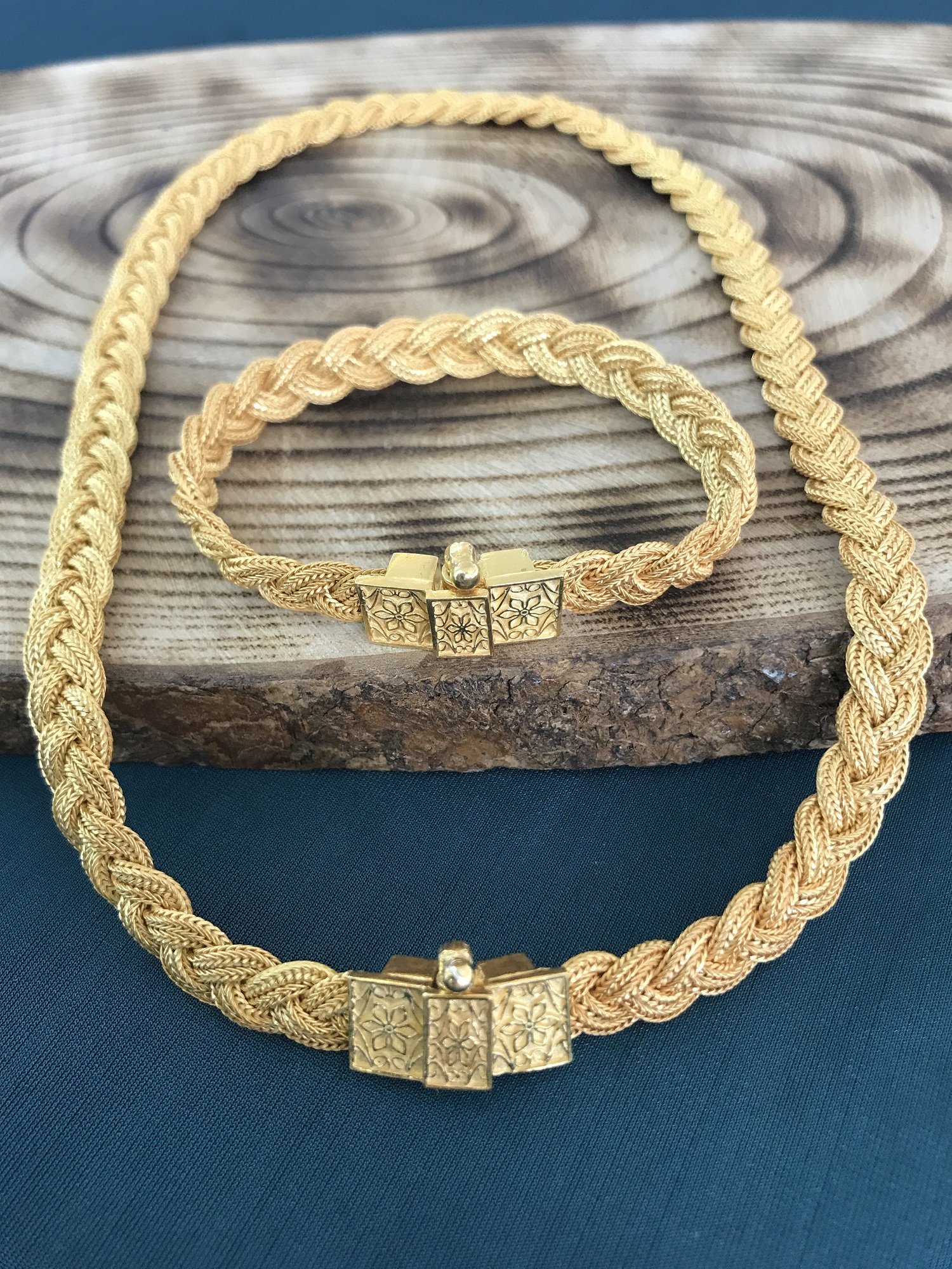 925 Ayar Gümüş  Örgü Model Midyat Hasırı Set