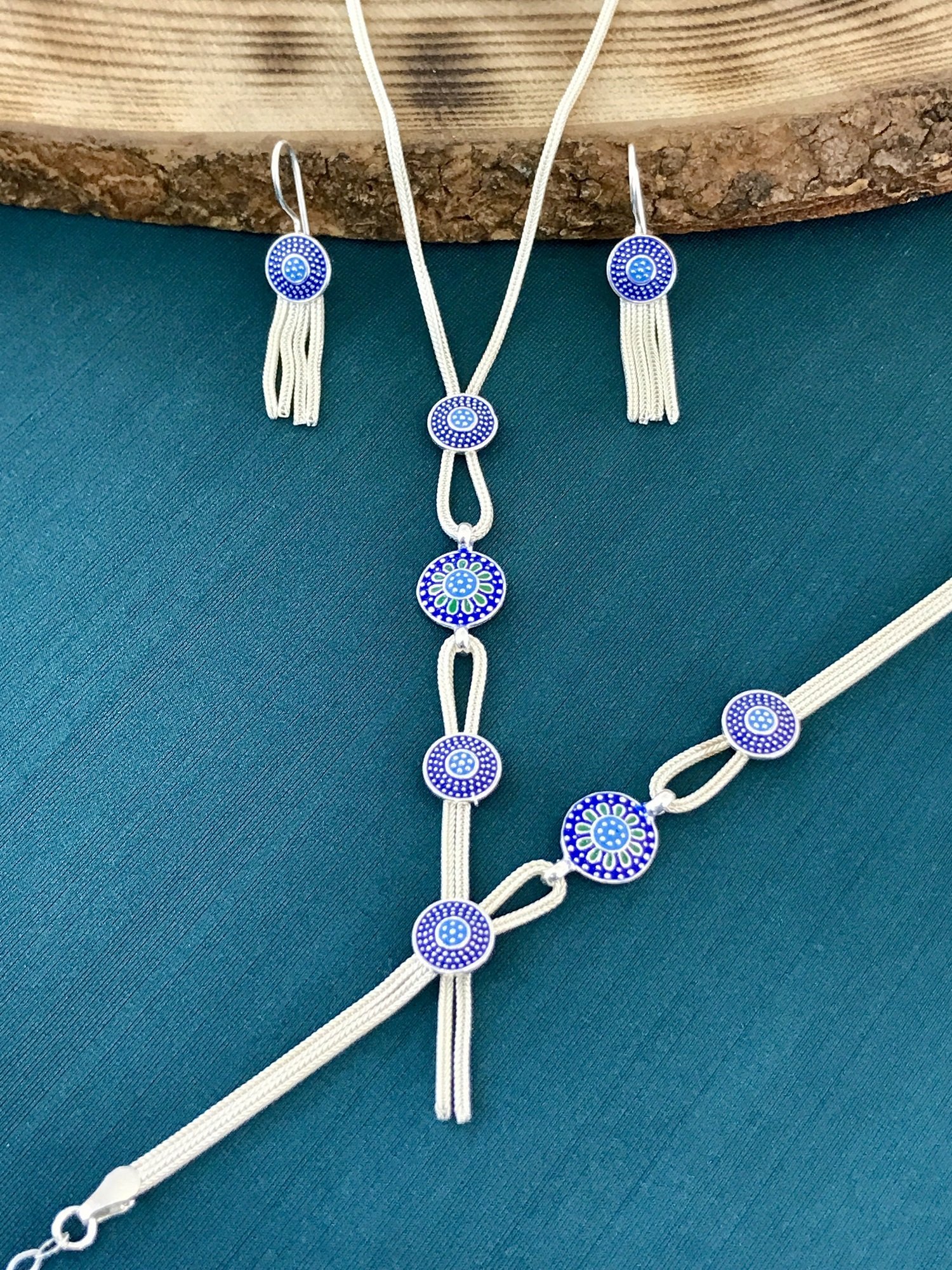 925 Ayar Gümüş  Midyat Hasırı Üçlü  Set