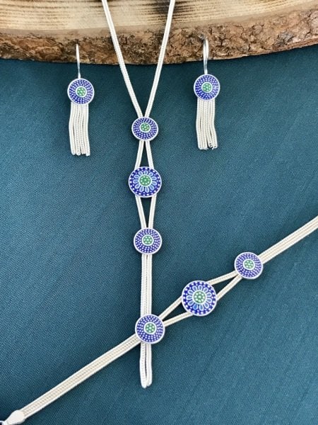 925 Ayar Gümüş  Midyat Hasırı Üçlü  Set