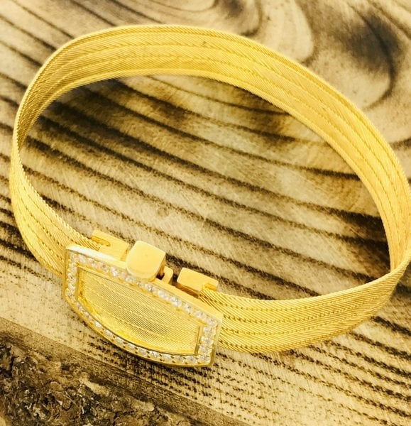 925 Ayar Gümüş Altın Yaldız Hasır Bileklik