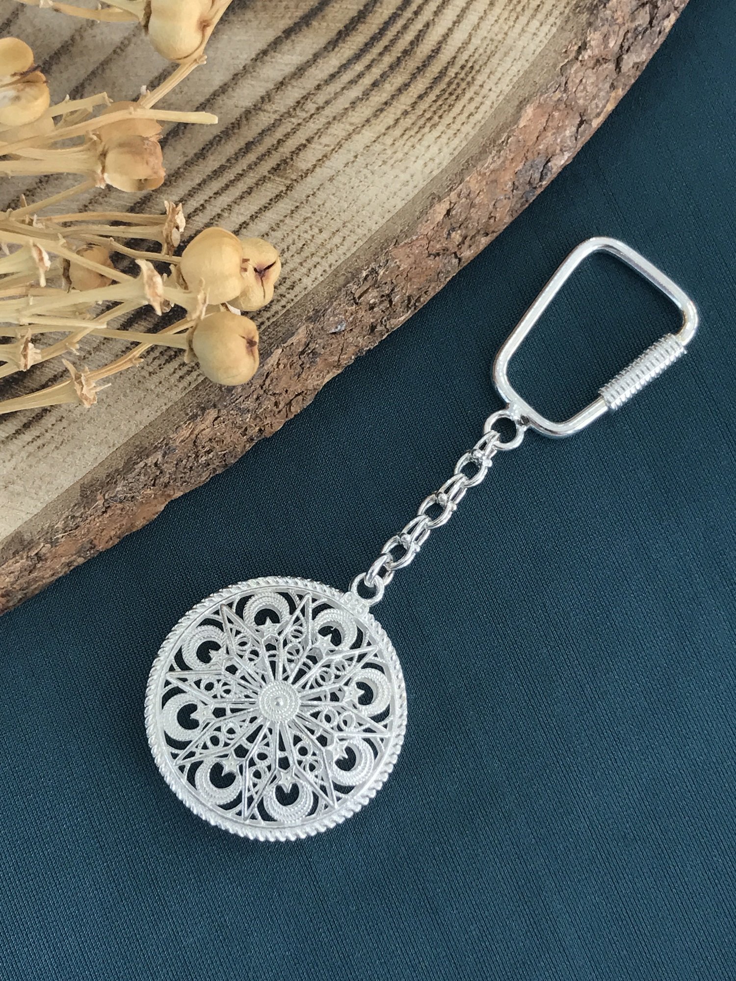 925 Ayar Gümüş Telkâri İşçilikli Anahtarlık