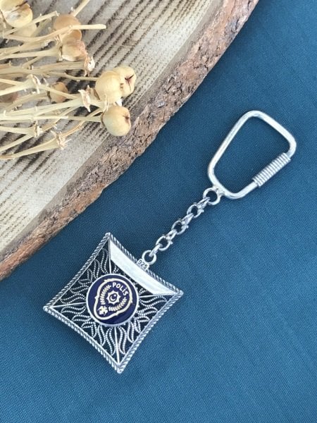 925 Ayar Gümüş Telkâri İşçilikli Gümüş Anahtarlık