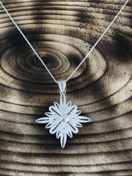 Kutup Yıldızı Model Telkâri İşçilikli Bayan Kolye