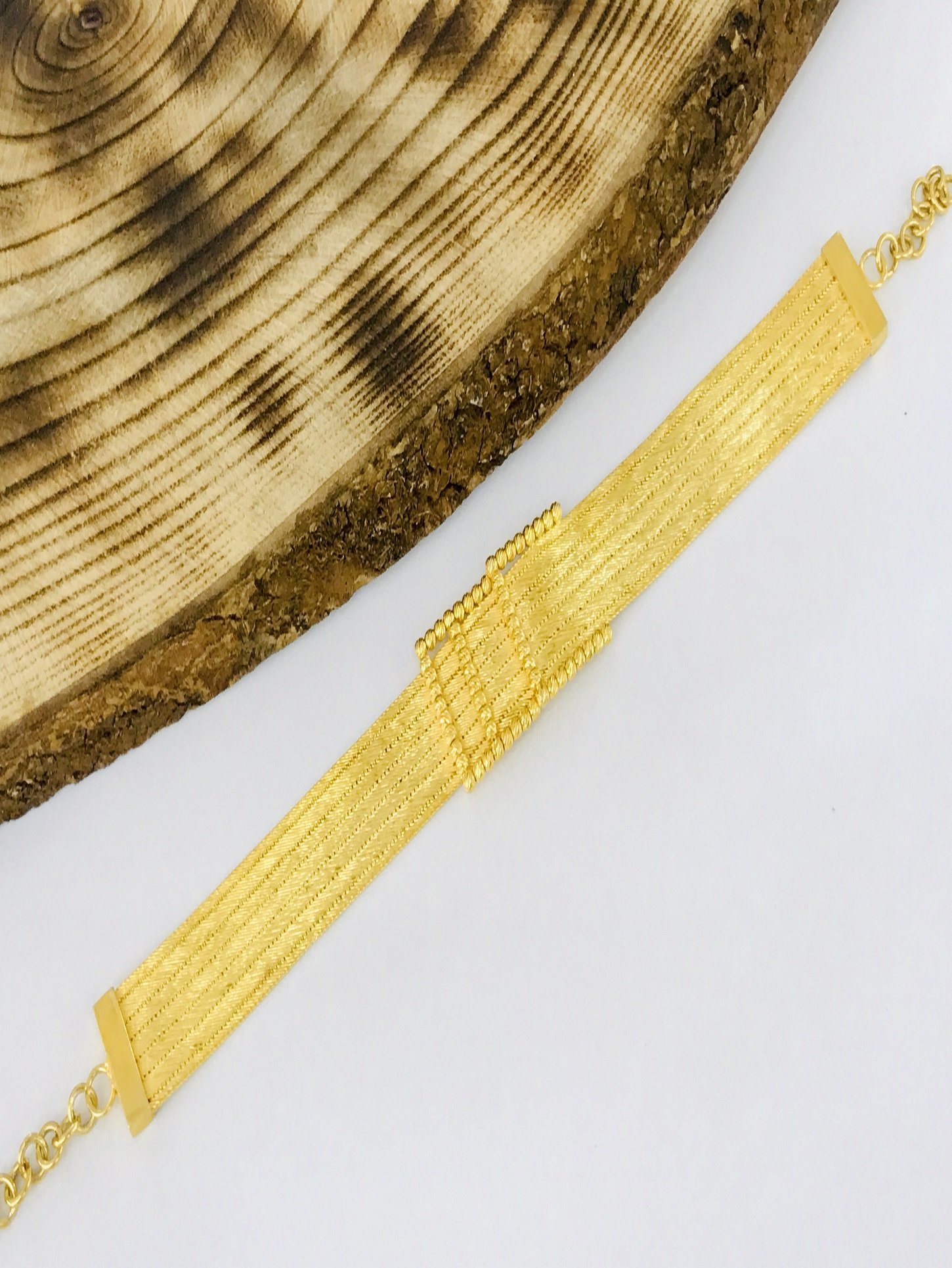 925 Ayar Gümüş Altın Yaldız Hasır Bileklik