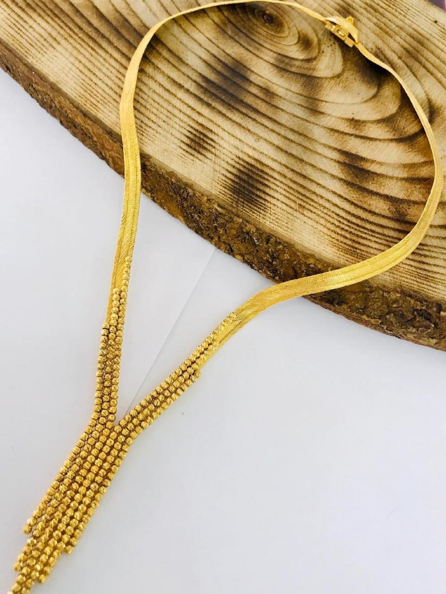 925 Ayar Gümüş Altın Yaldız Hasır Bayan Kolye