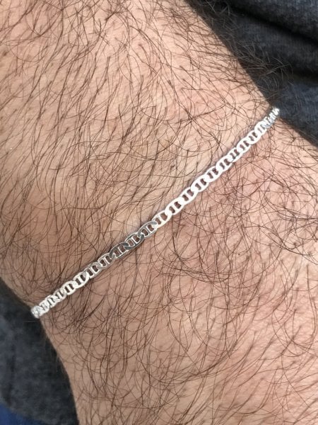 925 Ayar Gümüş 2 mm Barlı Zincir Bileklik