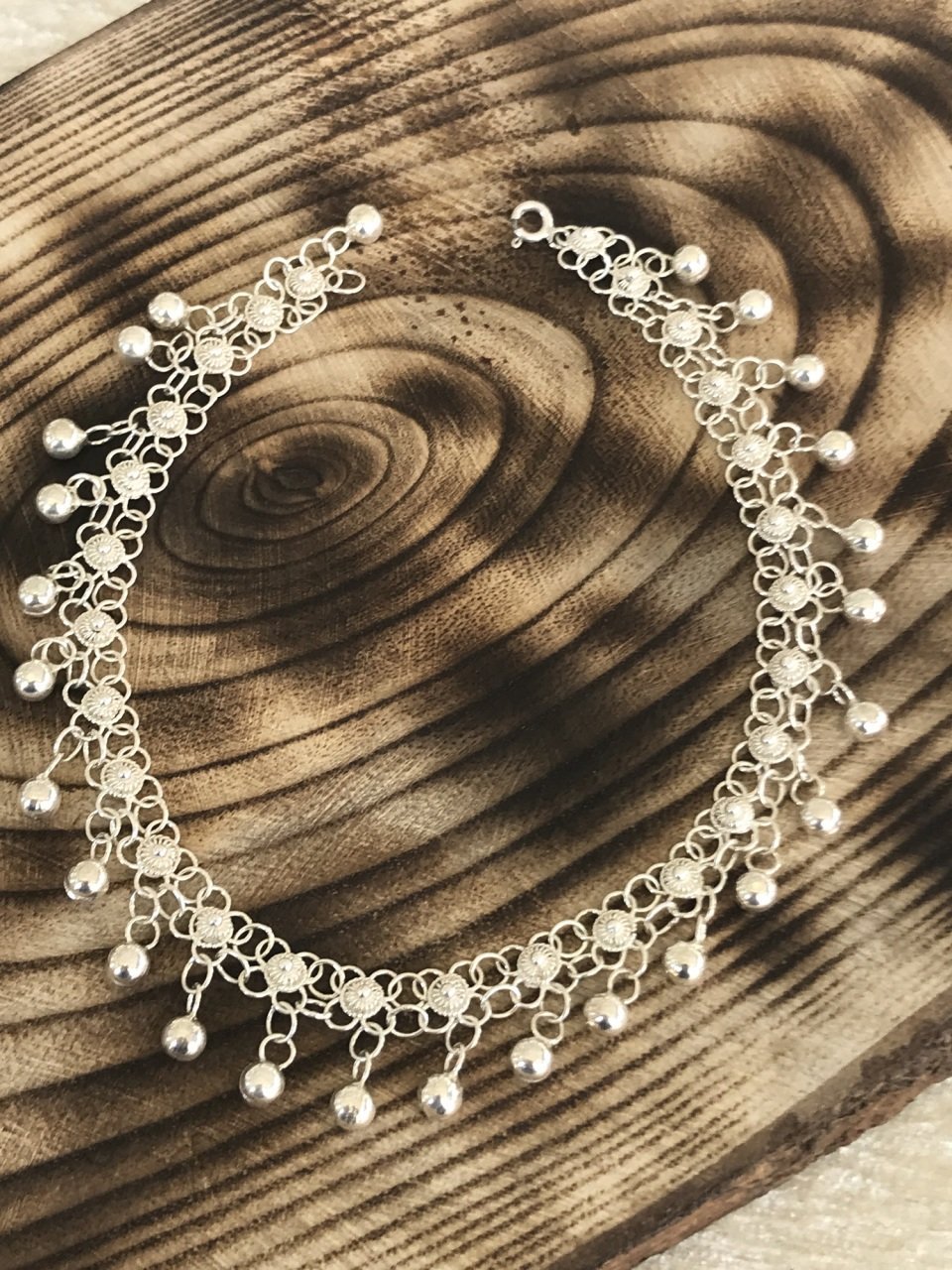 925 Ayar Gümüş Sık Toplu Kişniş Model Halhal