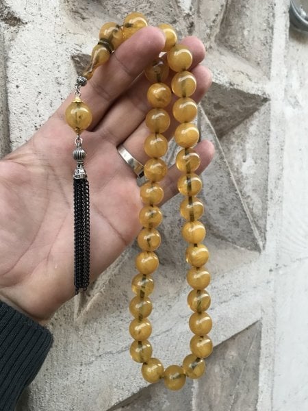 Kehribar Renk Küre Kesim Toz Kehribar Tesbih