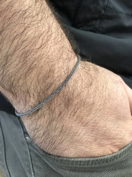 Sade Model 1000 Ayar Kazaziye Gümüş Unisex Bileklik