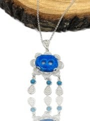 Midyat İki Gözlü Süryani Nazarlık 925 Ayar Gümüş Kolye