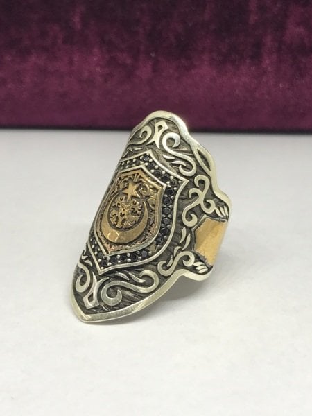 925 Ayar Gümüş Ayyıldız Zihgir Erkek Yüzük ST15