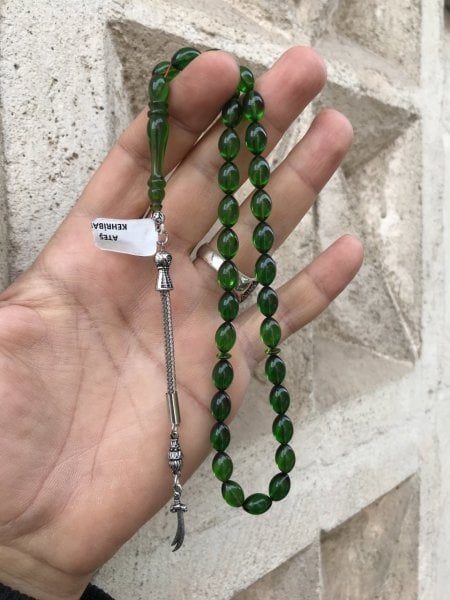 Zülfikar Uçlu Beyzi Kesim Orijinal Ateş Kehribar Tesbih