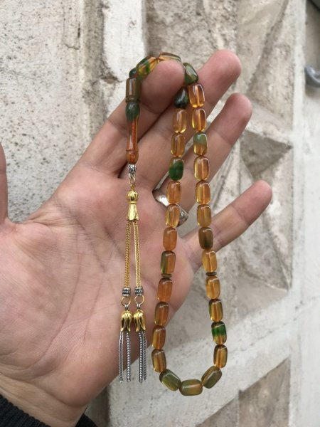 Kapsül Kesim Hareli Orijinal Ateş Kehribar Tesbih