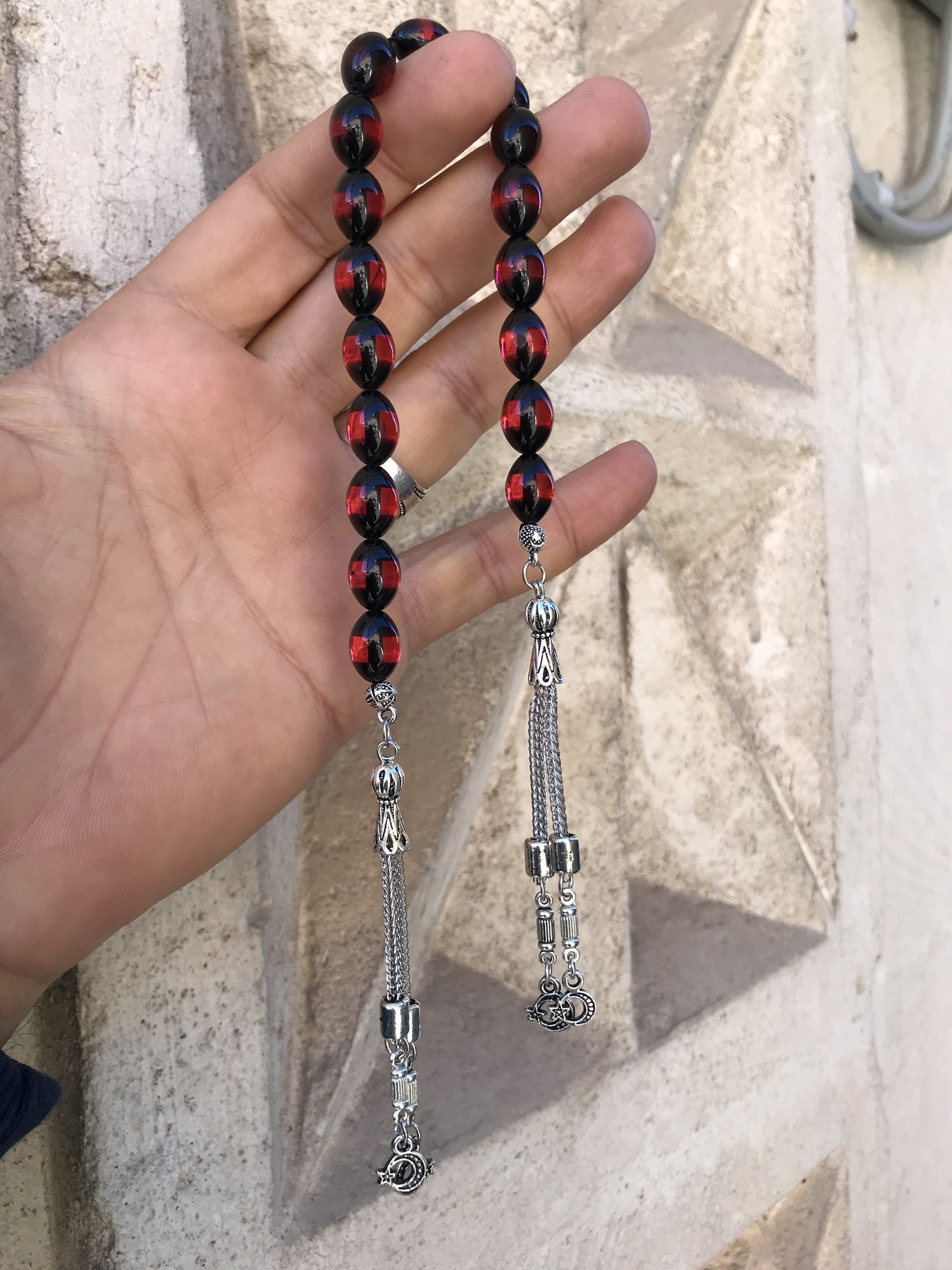 Kırmızı Sürmeli Model Toz Kehribar Zaza Tesbih