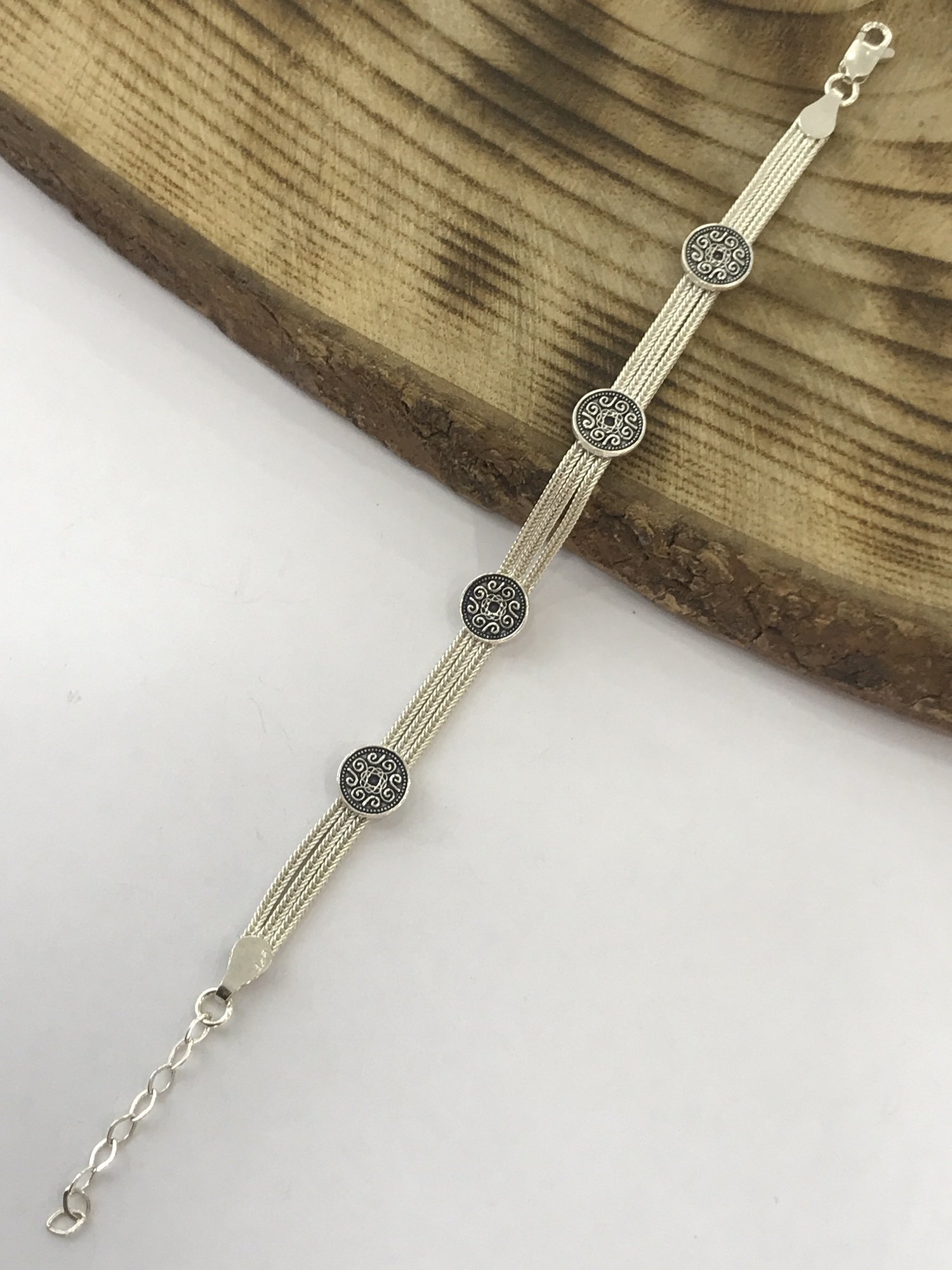 925 Ayar Gümüş Midyat Hasırı Bayan Gümüş Bileklik