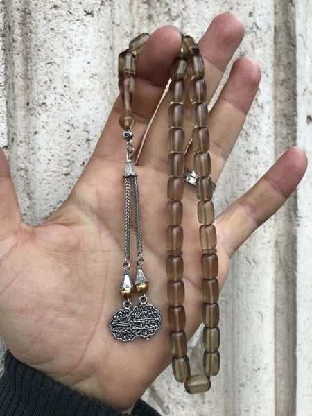 Su Yeşili Kapsül Kesim Orijinal Ateş Kehribar Tesbih