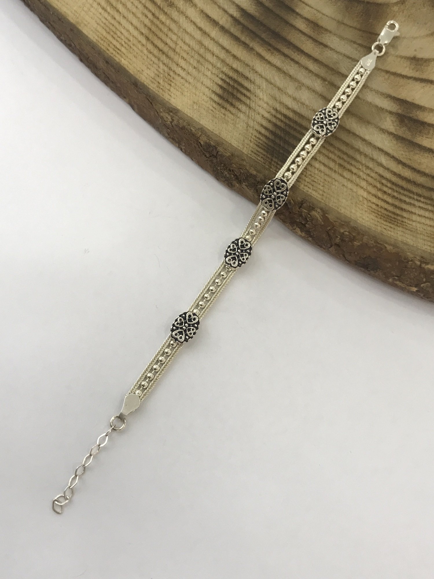 925 Ayar Gümüş Midyat Hasırı Bayan Gümüş Bileklik