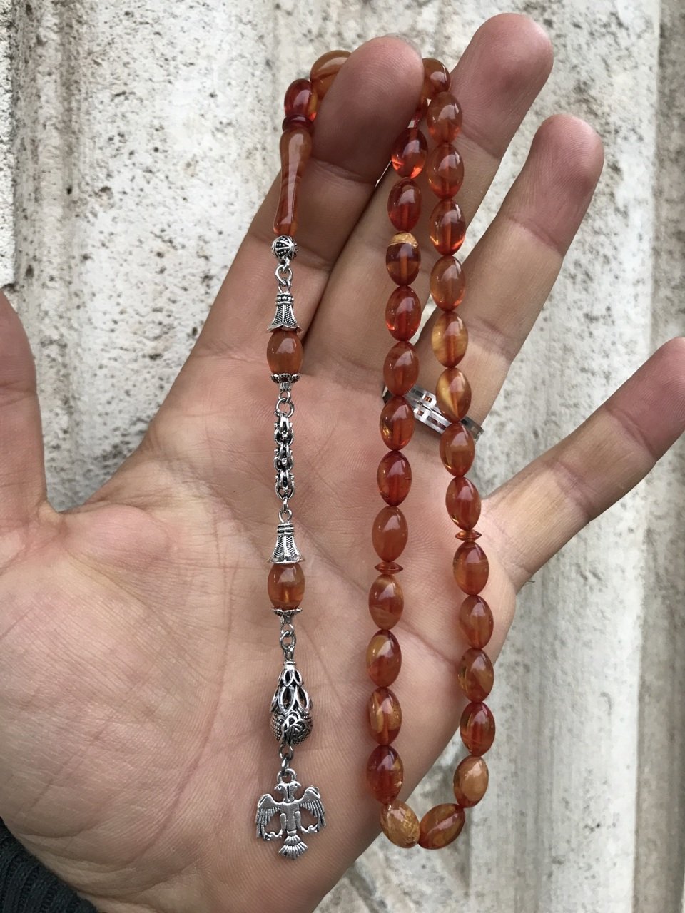 Hareli Kahverengi Orijinal Ateş Kehribar Tesbih