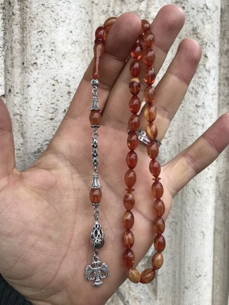 Hareli Kahverengi Orijinal Ateş Kehribar Tesbih
