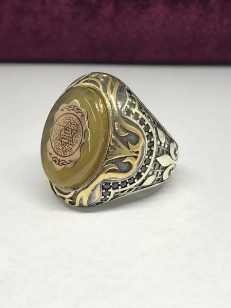 925 Ayar Gümüş Süleyman Mührü Erkek Yüzük ST14