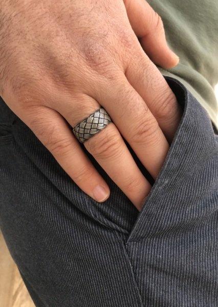 Sultan Telkâri 1000 Ayar Gümüş İnce Örgü Model Kazaziye Yüzük 13