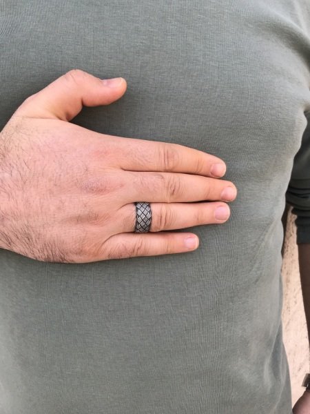 Sultan Telkâri 1000 Ayar Gümüş İnce Örgü Model Kazaziye Yüzük 13