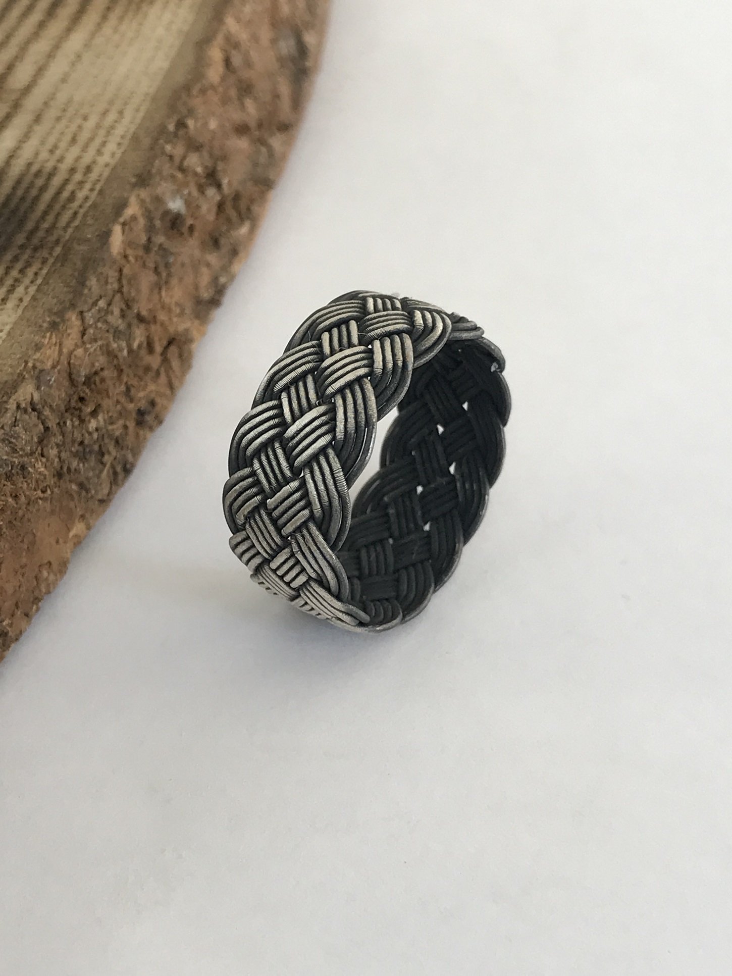 Sultan Telkâri 1000 Ayar Gümüş İnce Örgü Model Kazaziye Yüzük 13