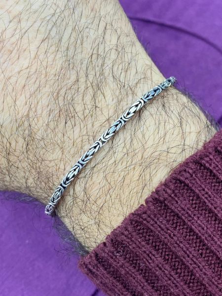 925 Ayar Gümüş Erkek Kral Zincir Bileklik  3 MM