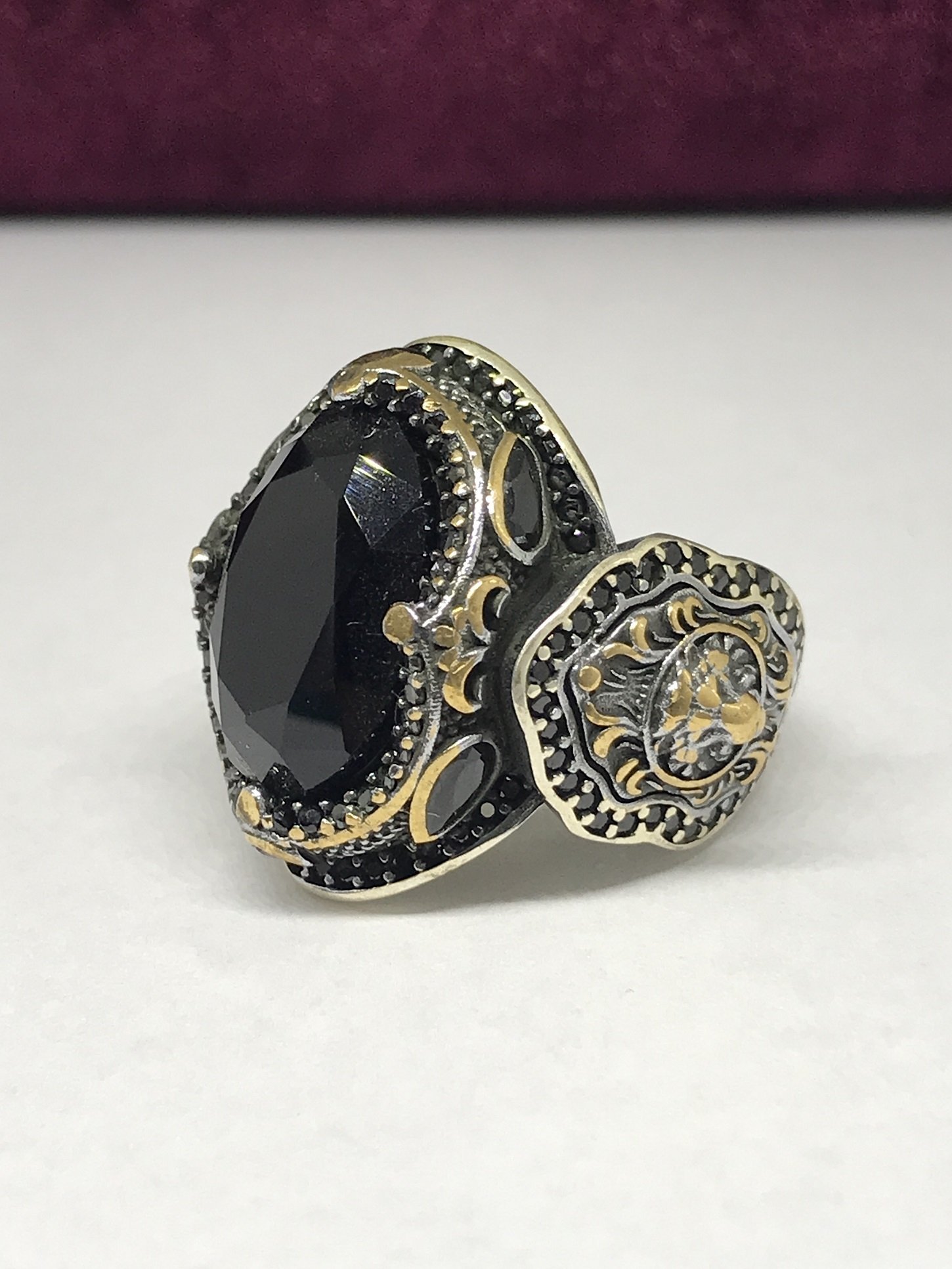 925 Ayar Gümüş Markazit İşleme Erkek Yüzük ST15