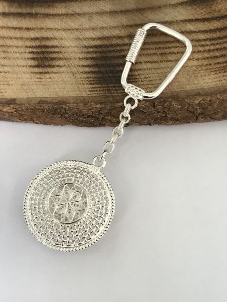 925 Ayar Gümüş Telkâri İşçilikli Lale Model Gümüş Anahtarlık