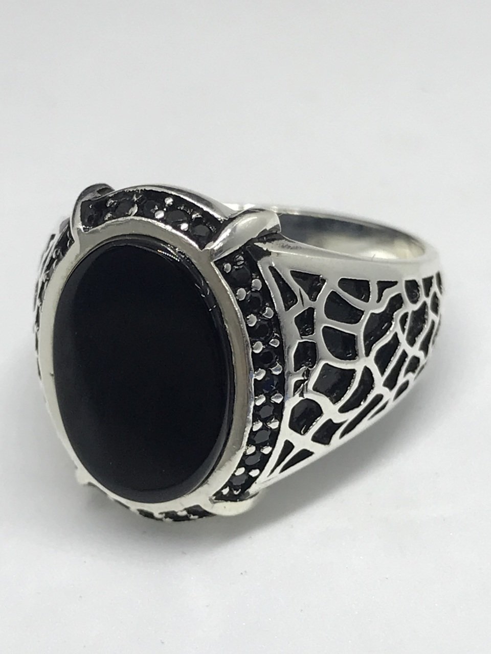 925 Ayar Gümüş  Özel İşçilik Oniks Taşlı Erkek Yüzük