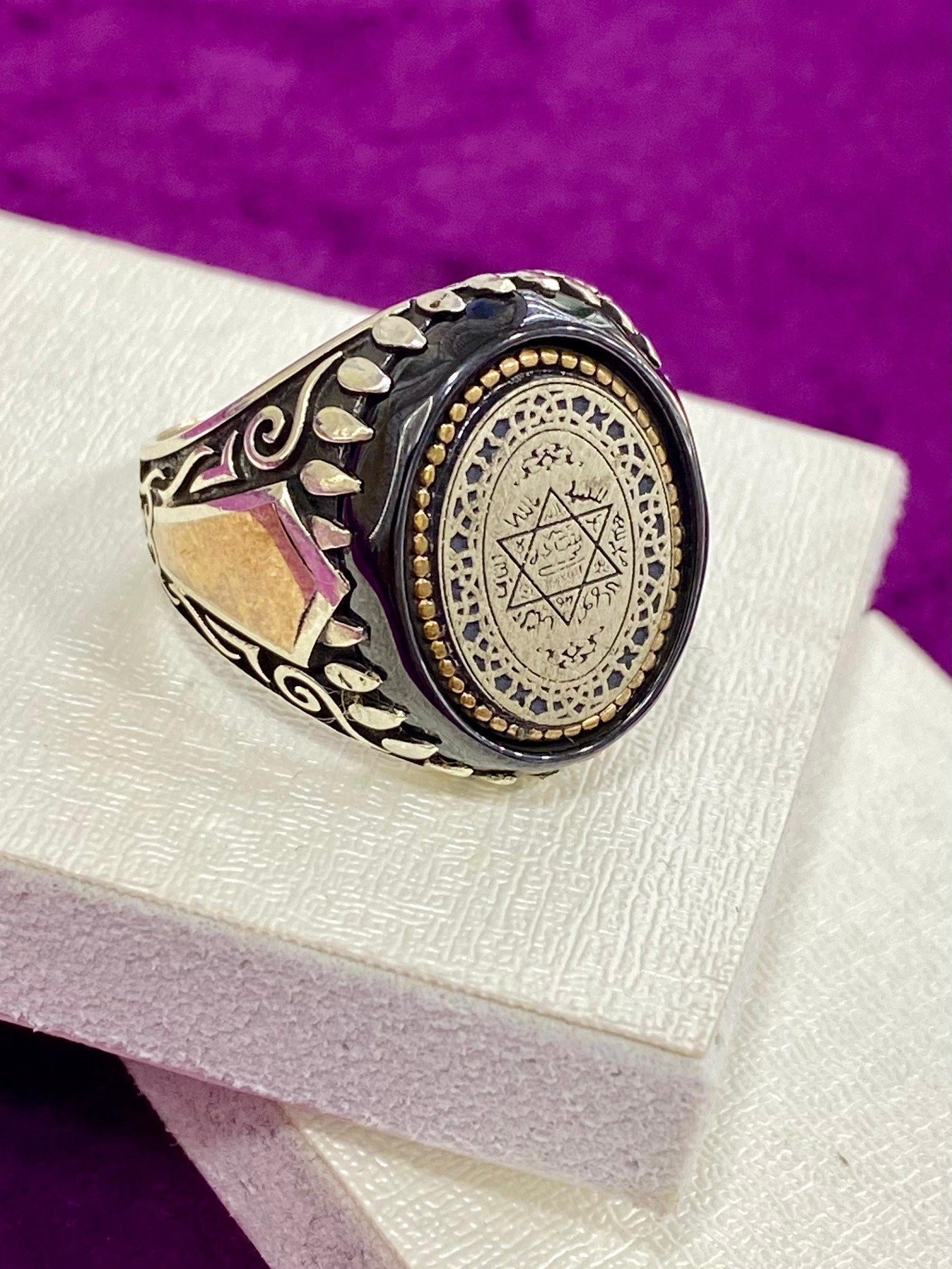 925 Ayar Gümüş Süleyman Mührü Erkek Yüzük