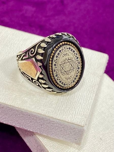 925 Ayar Gümüş Süleyman Mührü Erkek Yüzük